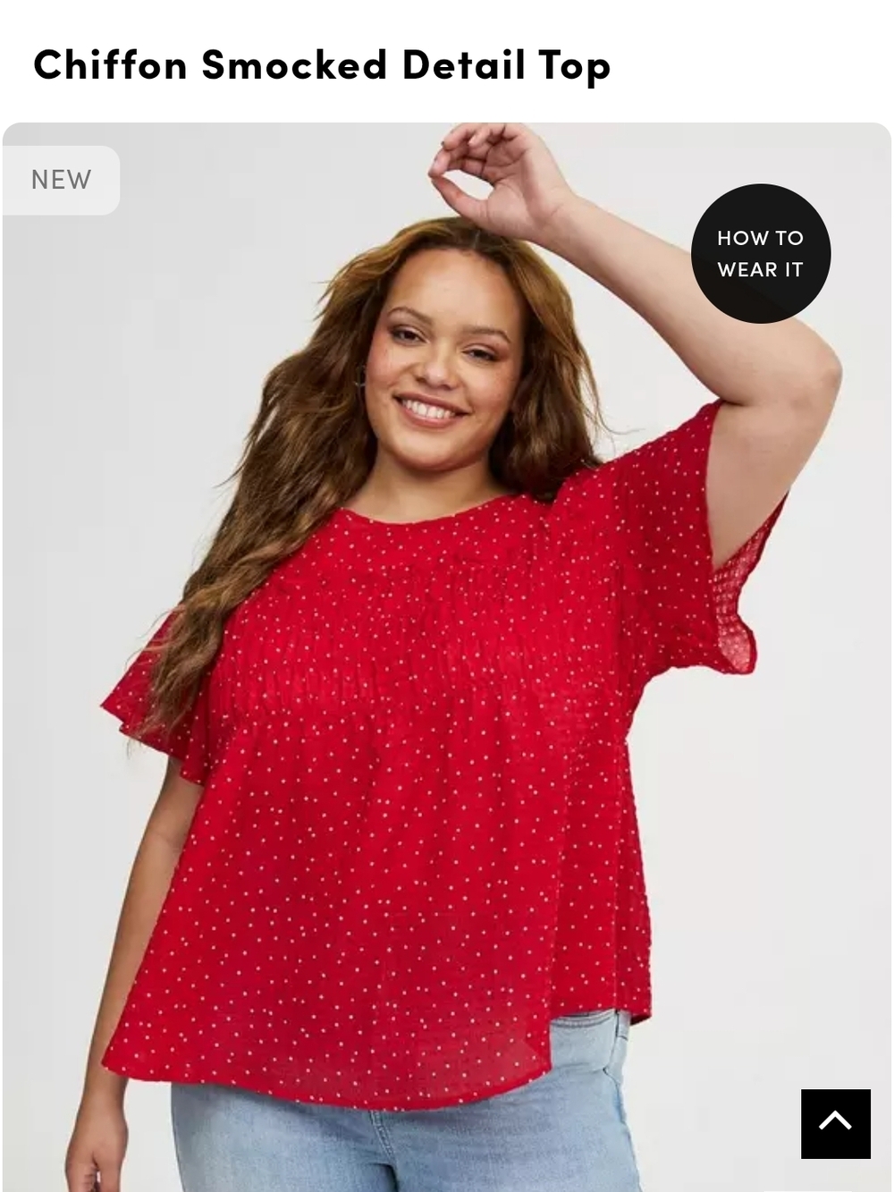 torrid Red Chiffon Smocked Dot Top